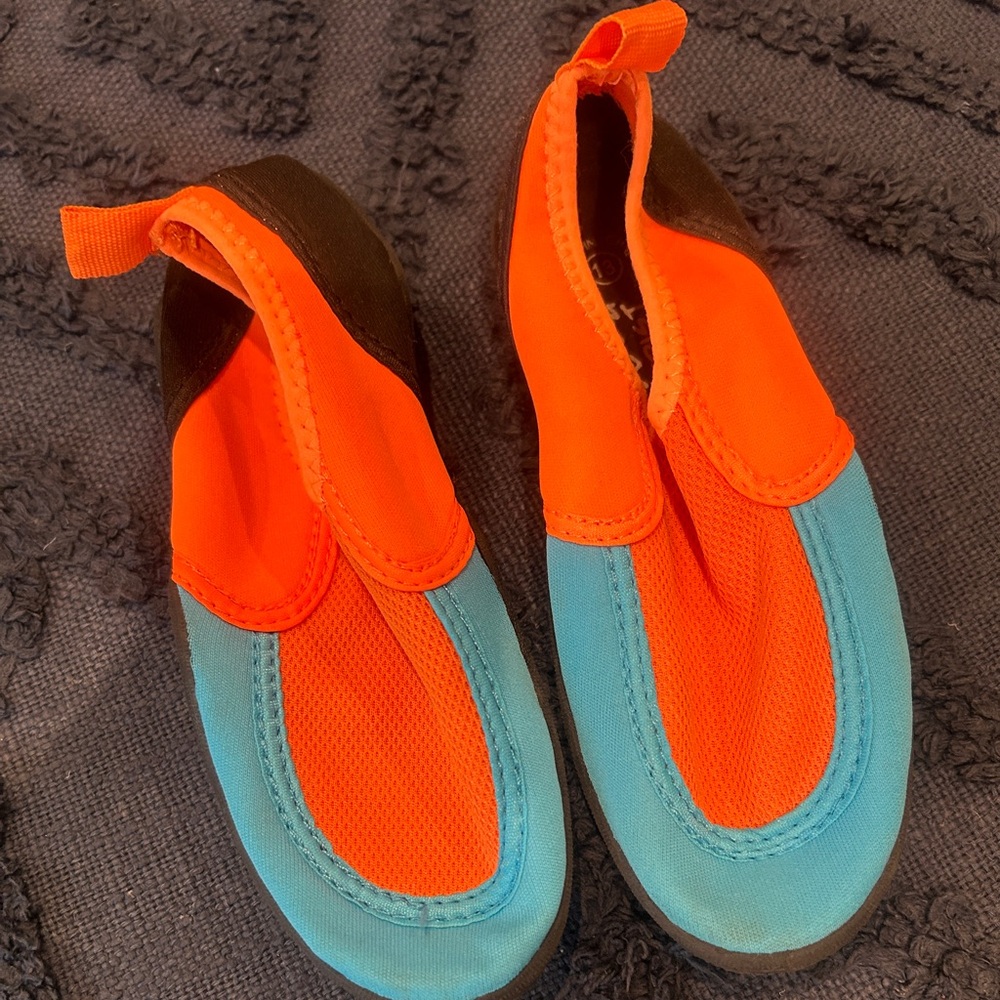 Kids Slip-On Water Shoes in Orange and Aqua